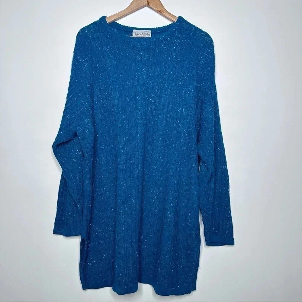 Diane Von Furstenberg The Color Authority Vintage Teal Metallic Pullover